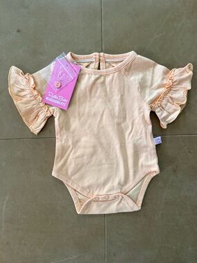 Ruffle Butts Apricot Mia Bodysuit 0-3M NWT